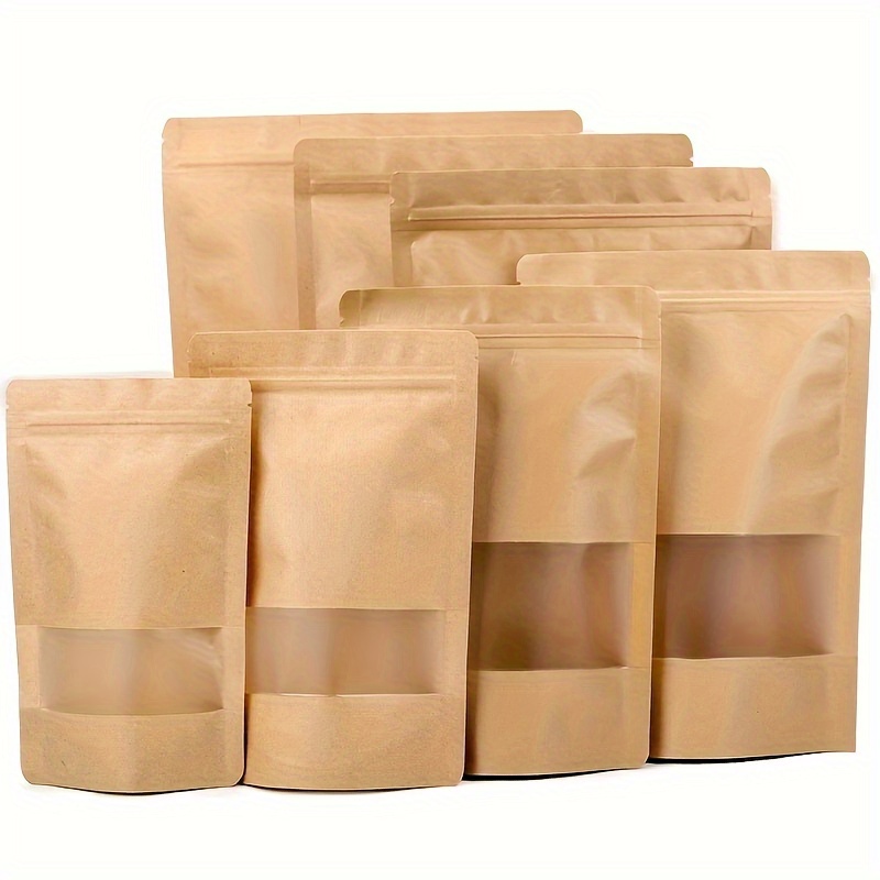 BagDream Bakery Bags with Window 50Pcs 3.54x2.36x6.7 Inches Small Paper Bags  Tin Tie Tab Lock Bags Brown Window Bags, Coffee Bags, Cookie Bags, Treat  Bags