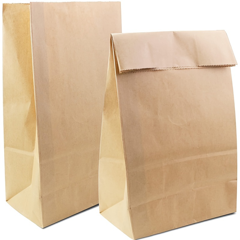 Brown Kraft Paper Lunch Bags Packaging Flat Gift Wrap Bags - Temu