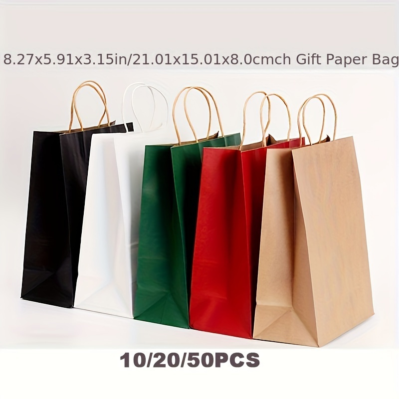 BagDream 100 bolsas de regalo de 5.25 x 3.25 x 8 pulgadas, pequeñas bolsas  de papel kraft con asas, papel kraft marrón a granel, compras, boda, fiesta