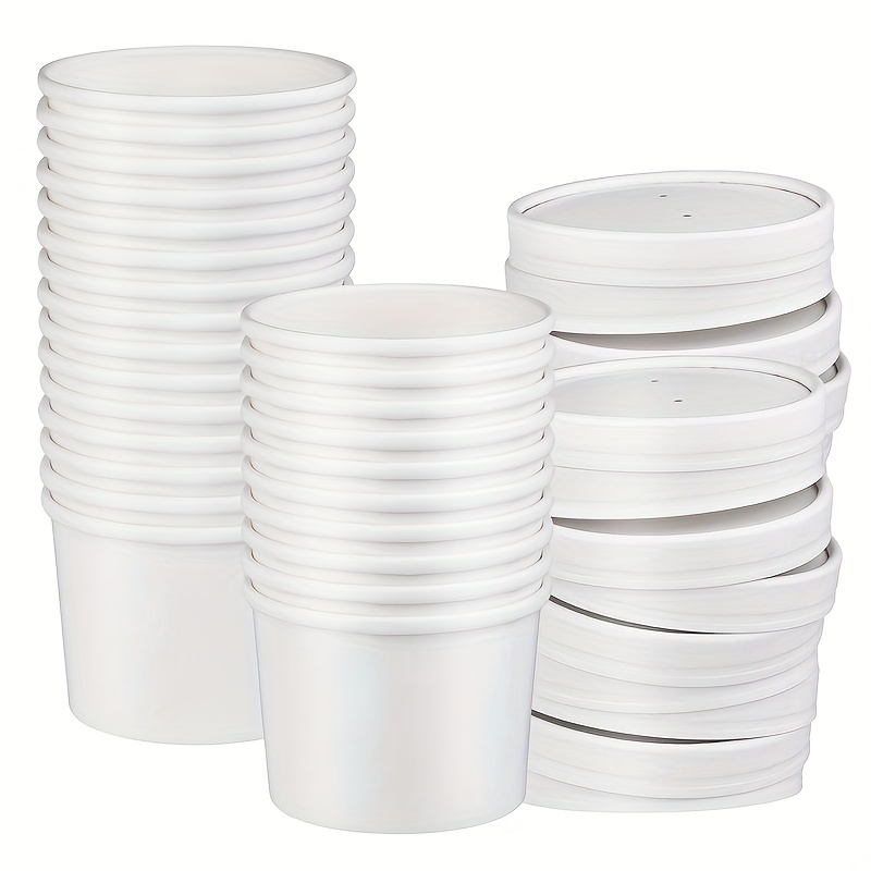50-Pack 12 oz To Go Soup Containers with Lids, Microwave-Safe, Disposable  Paper Bowls with Vented Lids, Cups for Ice Cream, Dessert, Frozen Yogurt,  Oatmeal (Brown)