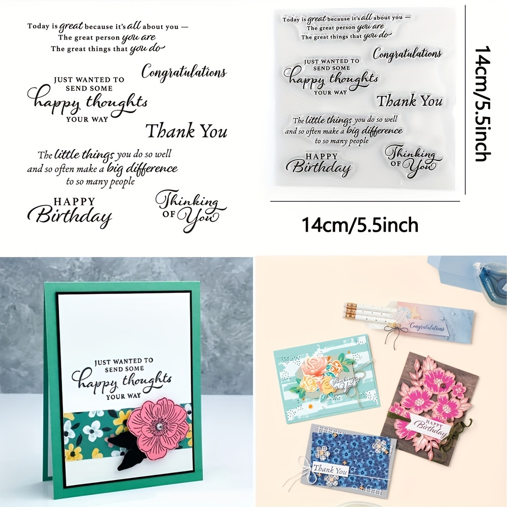 Clear Stamps for Journaling Congradulations Sentiment Stamp Reusable  Handmade Embossing DIY Scrapbook Greeting Card Decoration