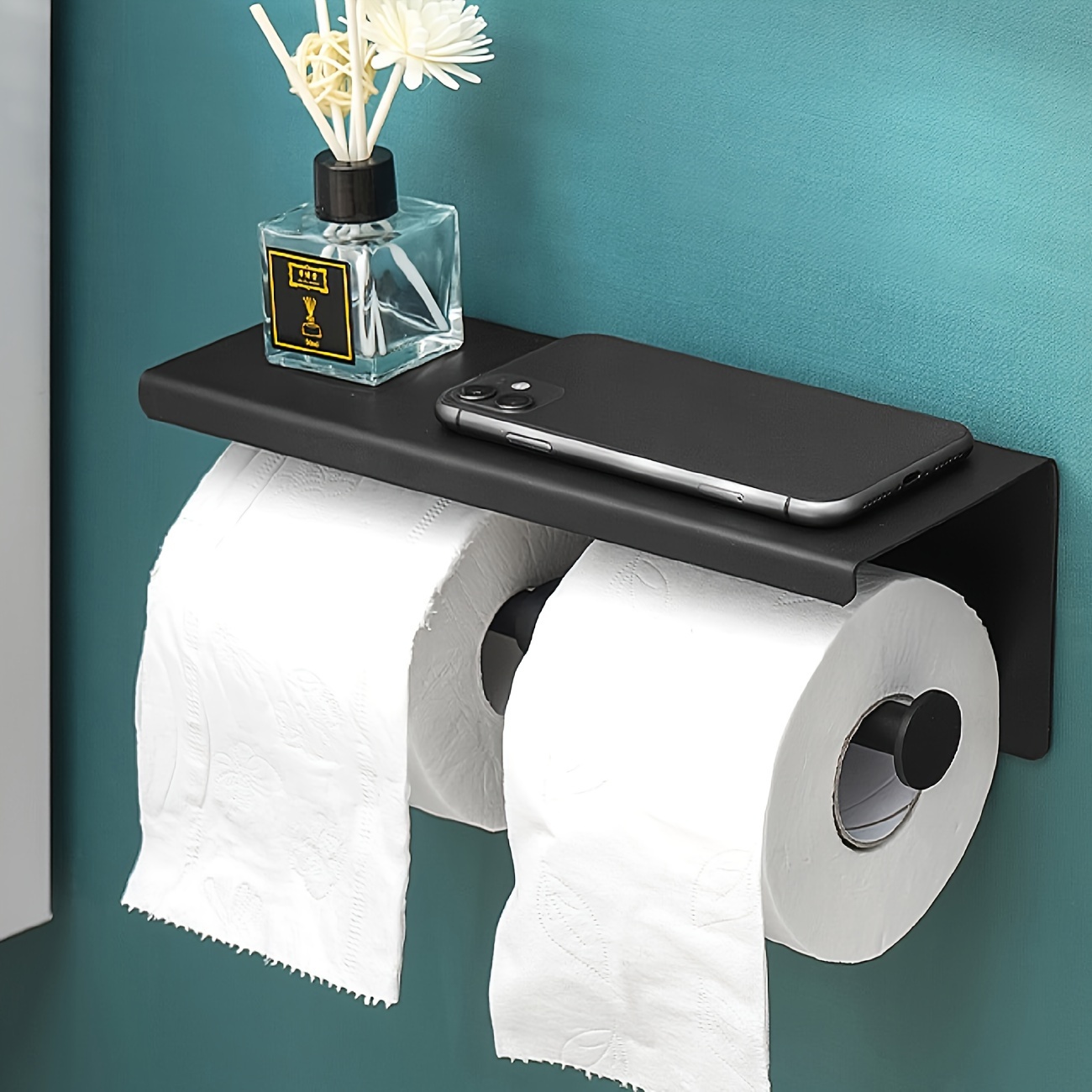 Wall Mount Toilet Paper Holder With Shelf Acrylic Single Roll Paper