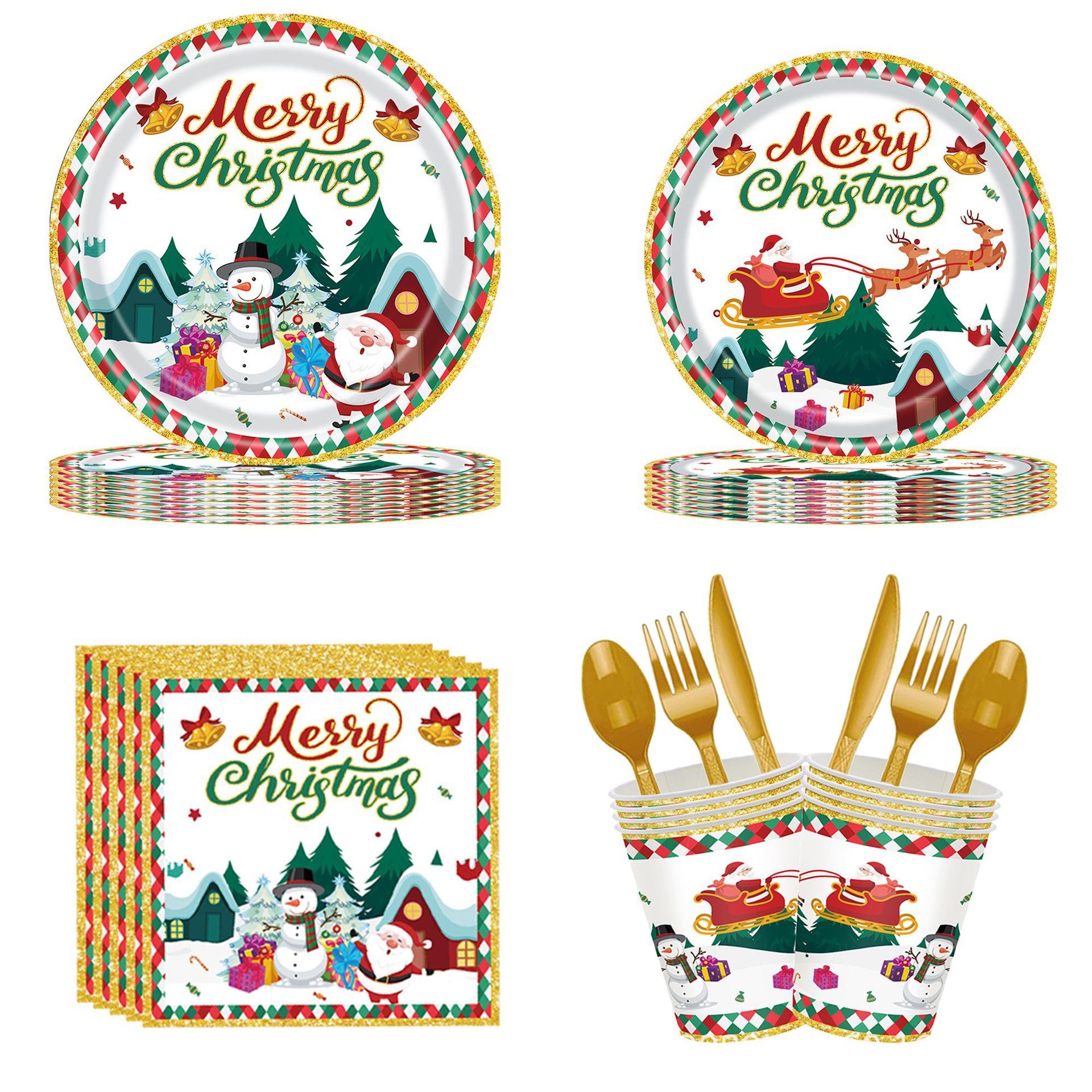 Christmas Paper Plates Serve 30 Guests, 120 PCS Disposable Christmas Party  Plates, Xmas Paper Plates and Napkins with Buffalo Plaid Pattern, Designed