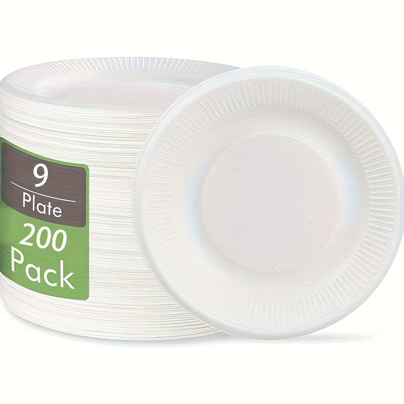  [500 Pack] Disposable White Uncoated Paper Plates - 9 Inch  Large Decorative Craft Paper Plates : Health & Household