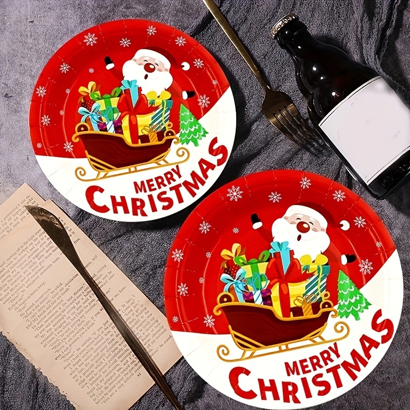 Disposable Christmas Paper Dining Plates Christmas Theme - Temu