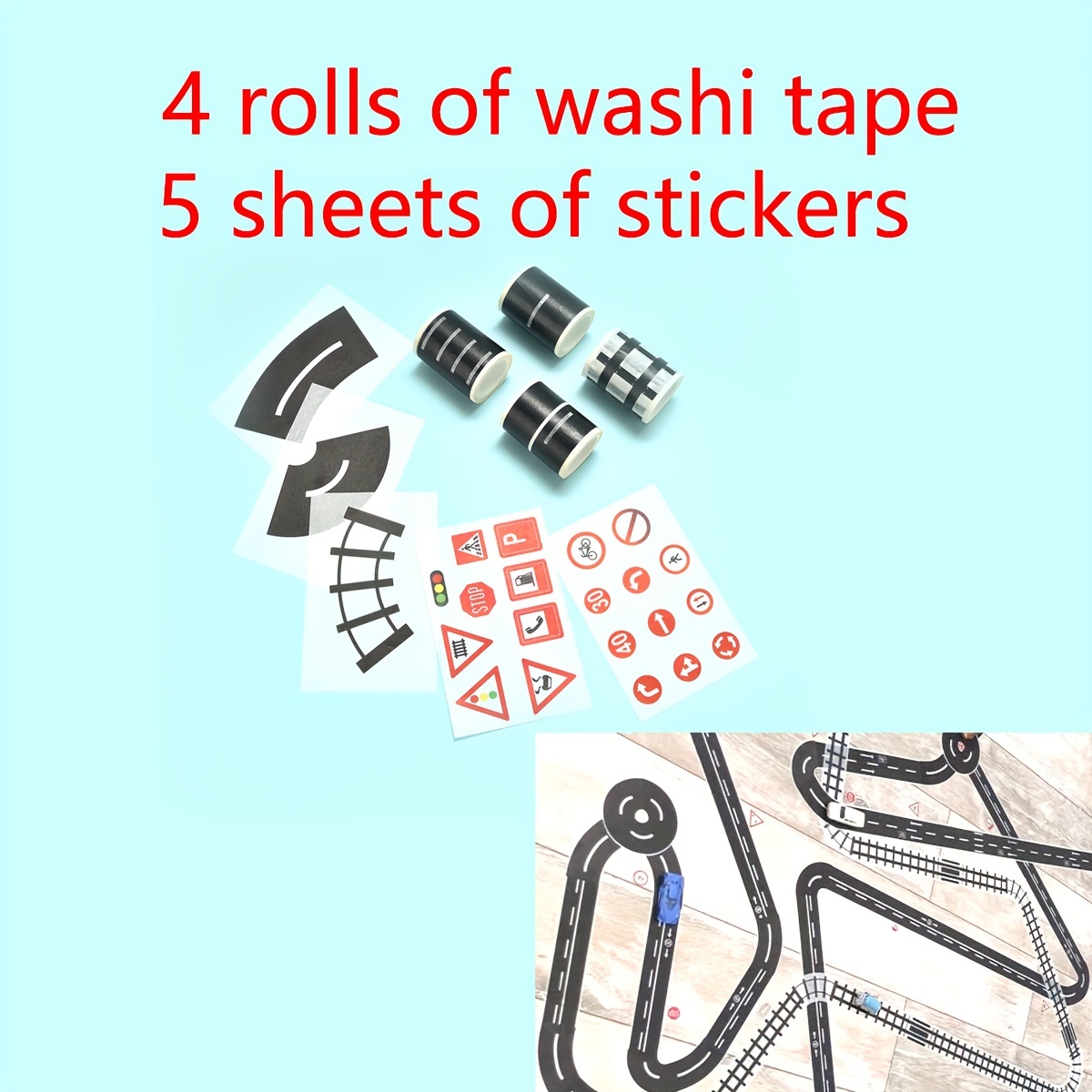 Railway Road Tape Traffic Track Scene Washi Tape Sticker - Temu