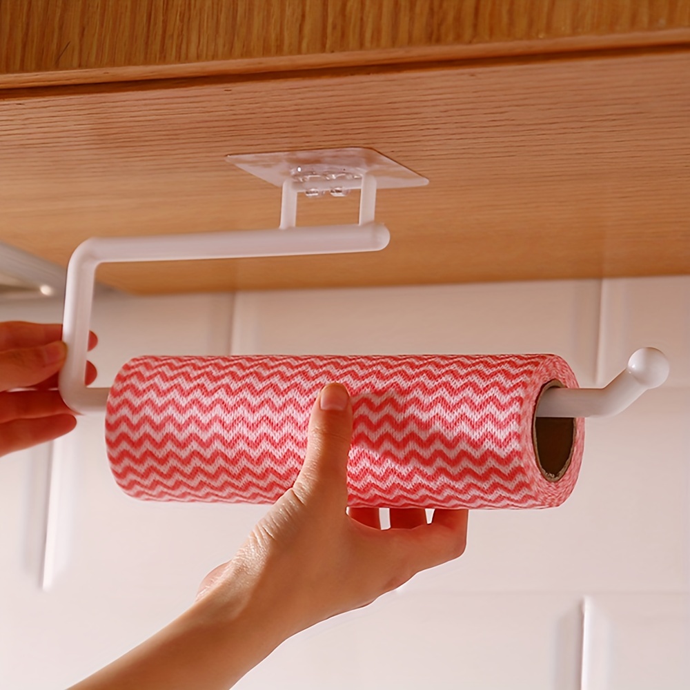 Portarrollos de papel adhesivo, soporte de toalla de acero, estante para  rollo de inodoro, soporte de envoltura de plástico para cocina debajo del  gabinete, accesorios de baño - AliExpress