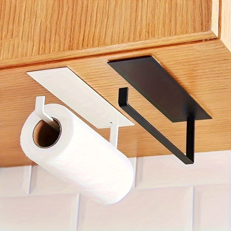 Paper Towel Holder- Self Adhesive Or Drilling Under Cabinet Sticky Paper  Towel Holder Wall Mount Fo
