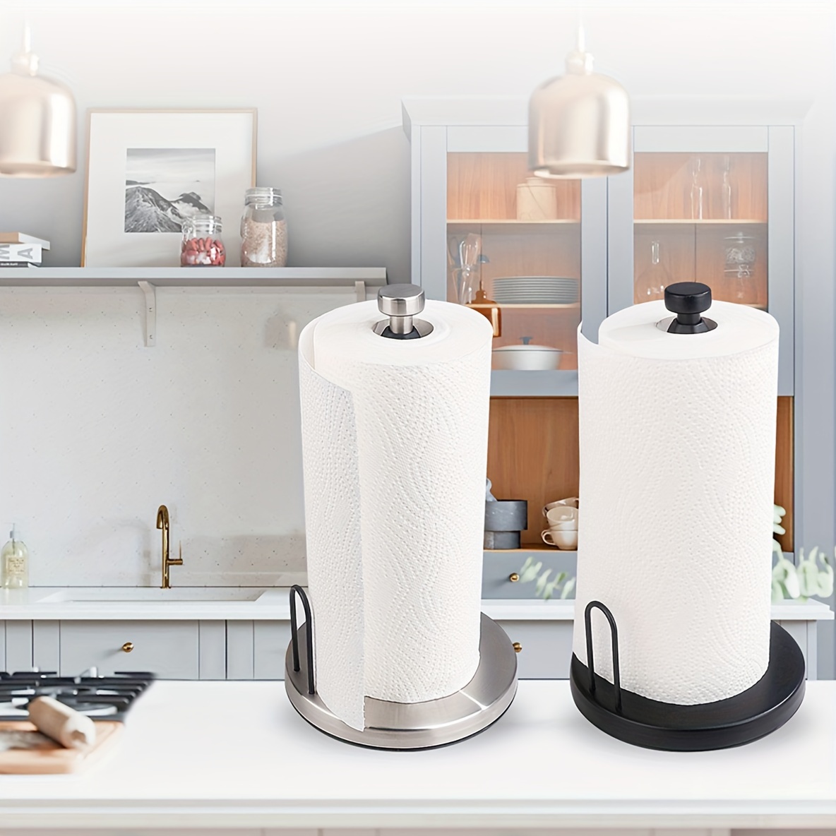 Paper Towel Holder Organization Non Slip Kitchen Paper Towel Holder Stand  Countertop Toilet Paper Holder for Dining Room Kitchen