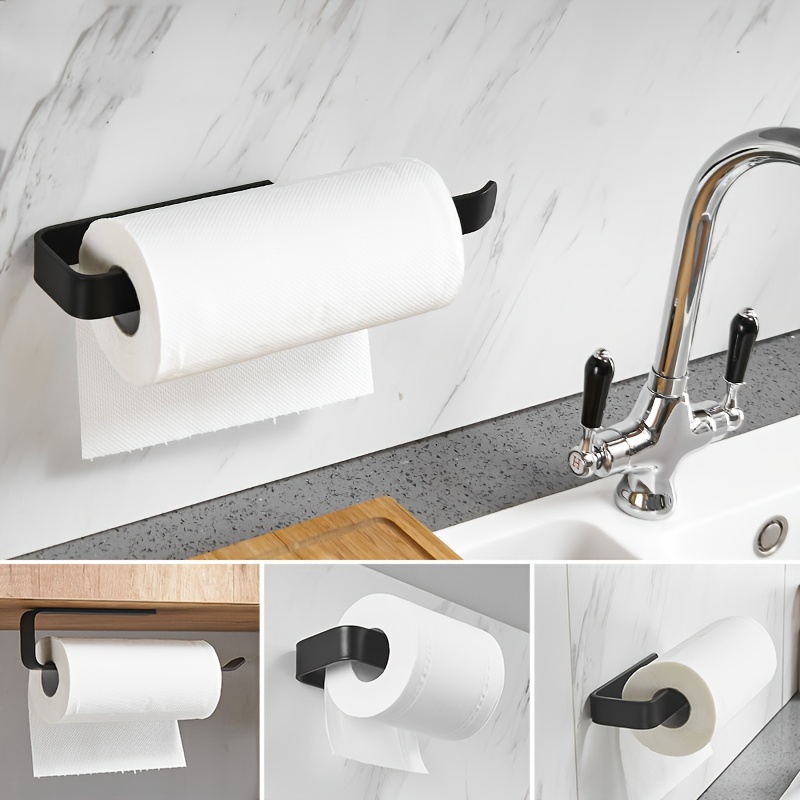 Toallero de baño sin perforaciones, soporte autoadhesivo montado en la  pared, rollo de papel, colgador colgante