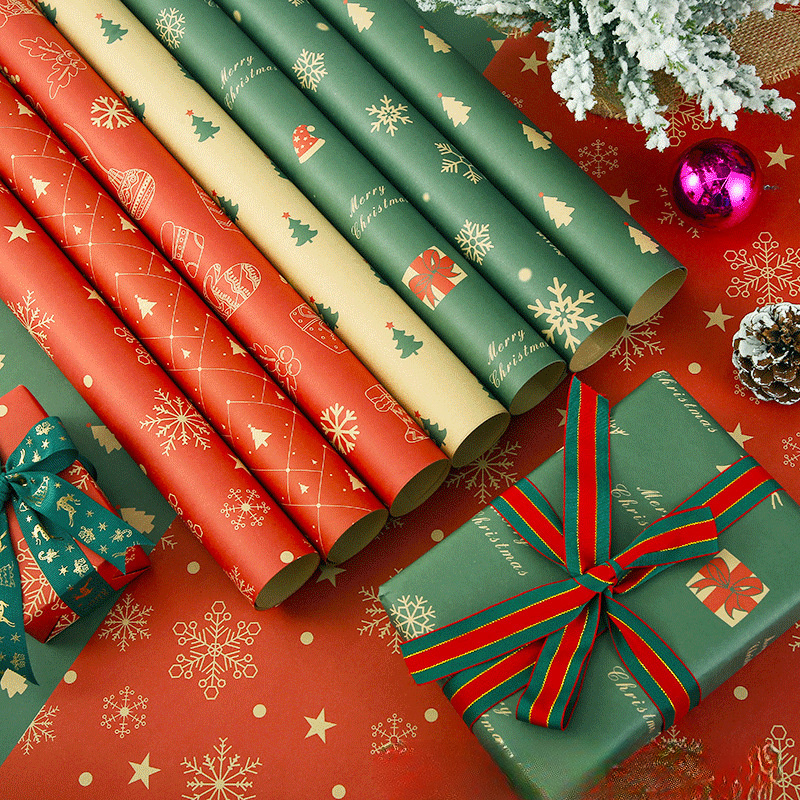Lsljs Christmas Wrapping Paper Clearance, Christmas Gift Wrapping Paper, 6 Sheets 20 inchx 28 inch Folded Xmas Wrapping Paper Rolls for Gift Wrapping