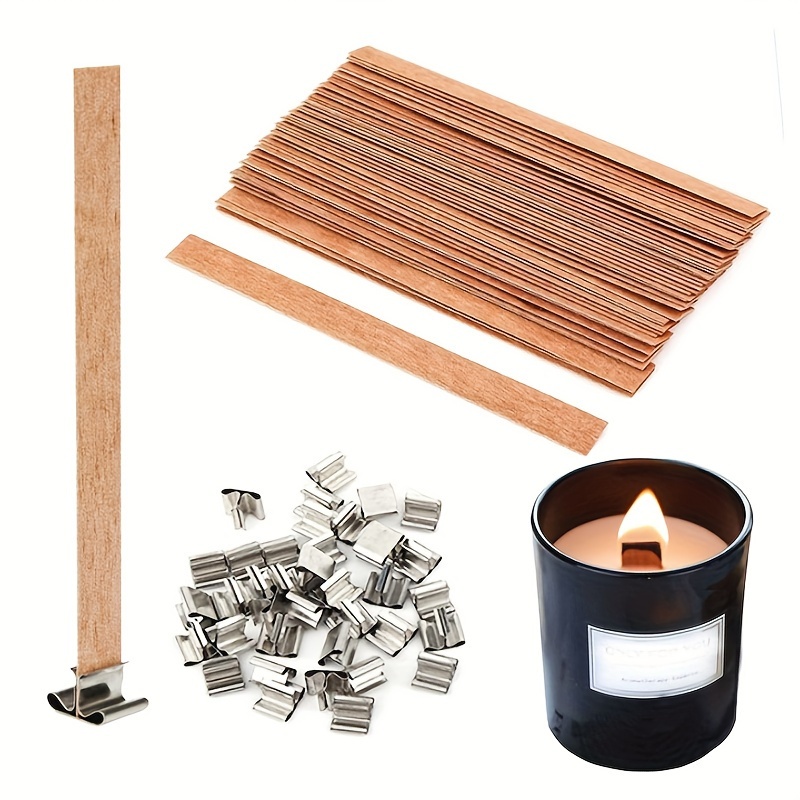  150pcs Wick Clip for Candle Making Wood Wick Holder Base  Universal Wood Wick Clips Wooden Wicks Bases Metal Candle Wick Holders  (Wicks not Included)