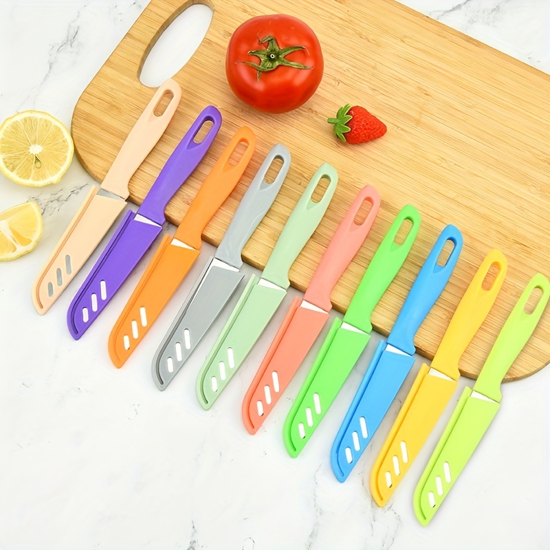 Paring Knife,fruit Knife with Protective Cover, Silicone Non-slip  Handle,fruit Knife Small of Exquisite and Beautiful,suitable for Most Types  of
