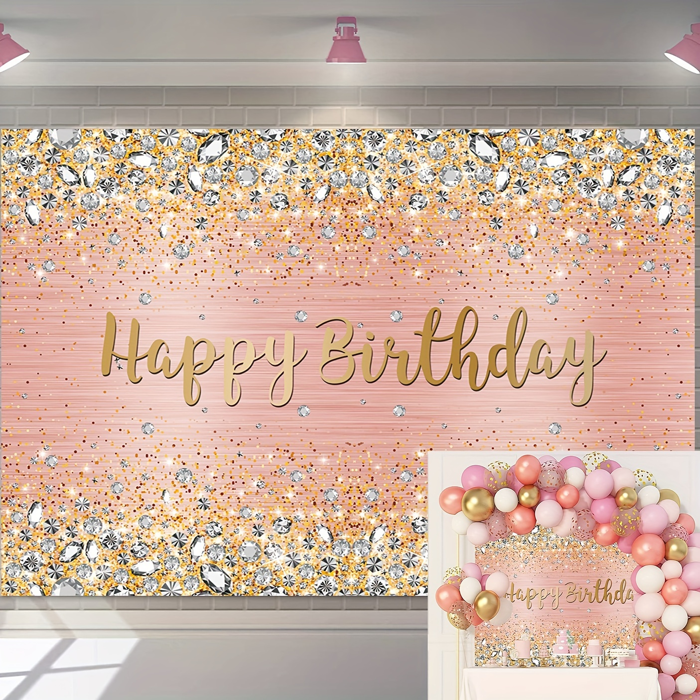 Happy 15th Birthday Decorations Backdrop For Girls Rose Gold - Temu