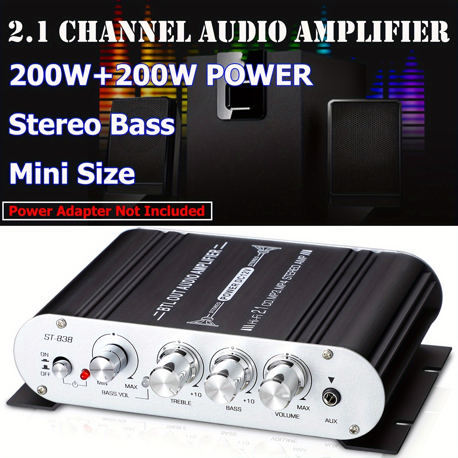  2 Channel 12v 15w Bass Amplifier Stereo Amplifier