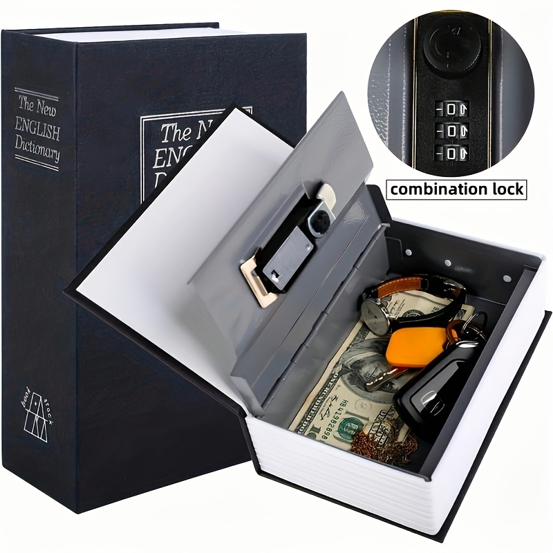 Caja fuerte y con cerradura, mini cajas fuertes pequeñas con caja de  seguridad negra, caja de seguridad con cerradura para dinero en efectivo