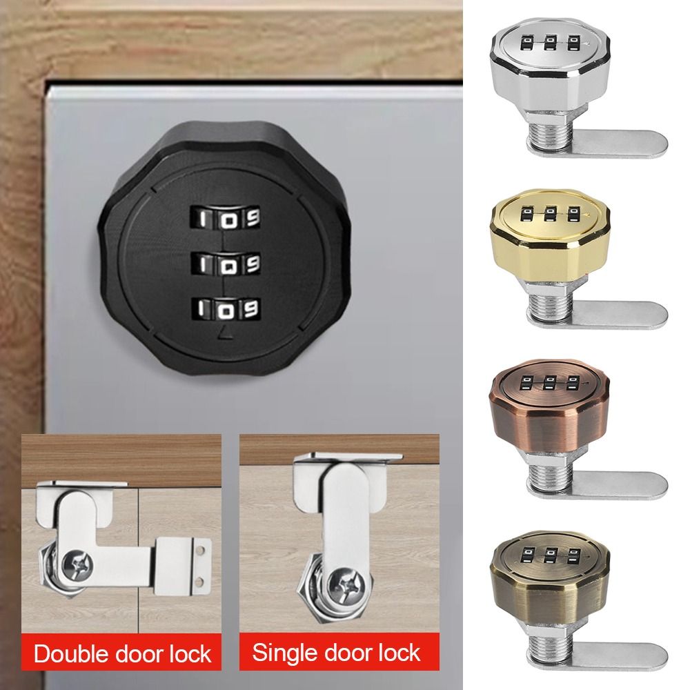 Locker Lock 3 Sets of Figures Lock Cabinet Door Password Lock Mechanism Combination Rotary Lock Mechanical Password Door Lock for Gym Locker Lock