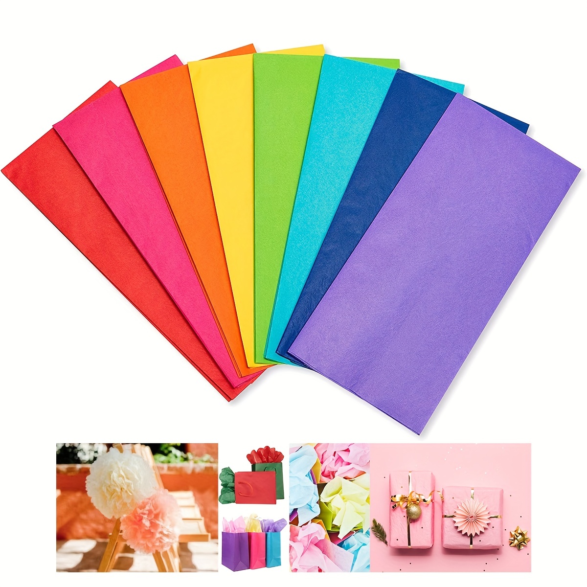 120 hojas de papel de seda para bolsas de regalo, envoltura de regalos,  manualidades, papel de seda colorido para embalaje, regalos, suministros de