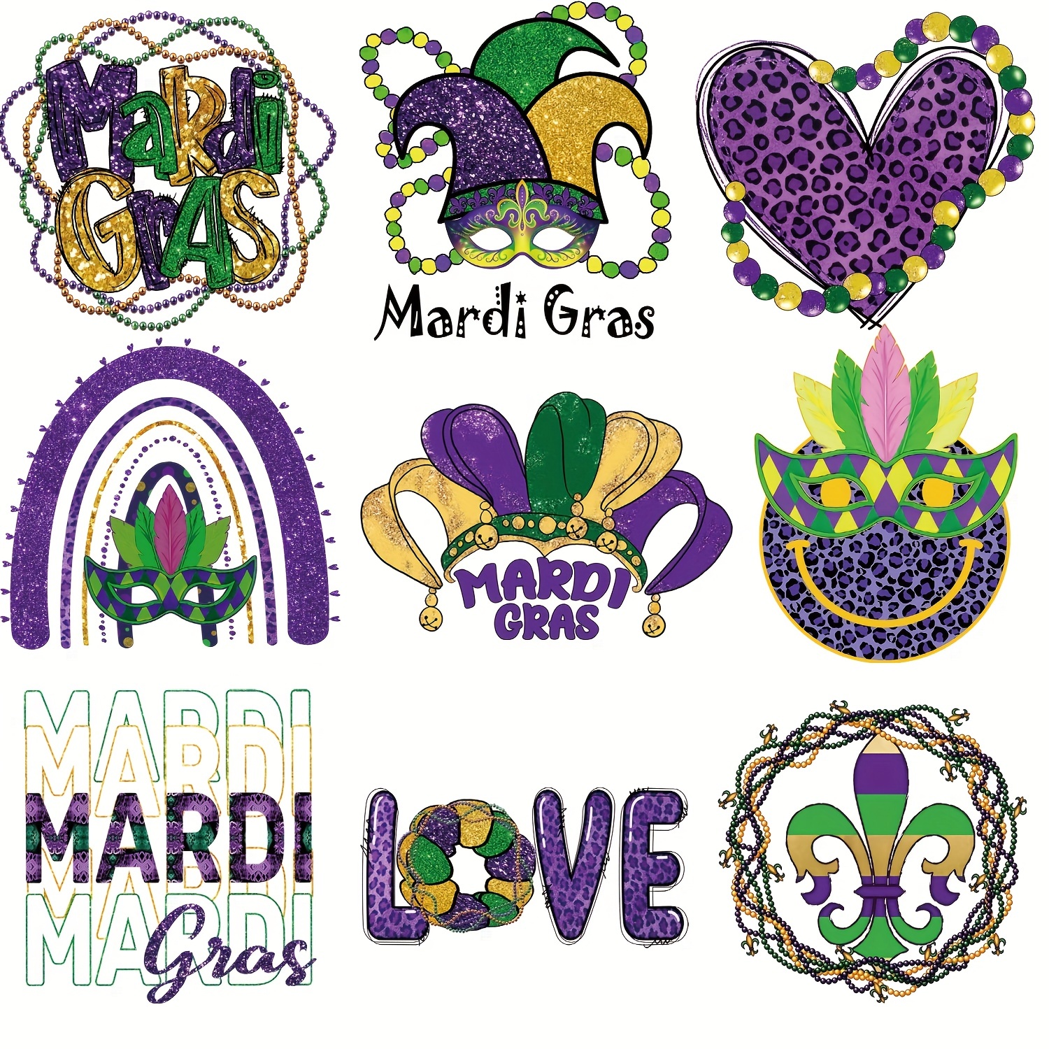 Fashion Mardi Gras Y'all Festival Printing Decals Iron On - Temu