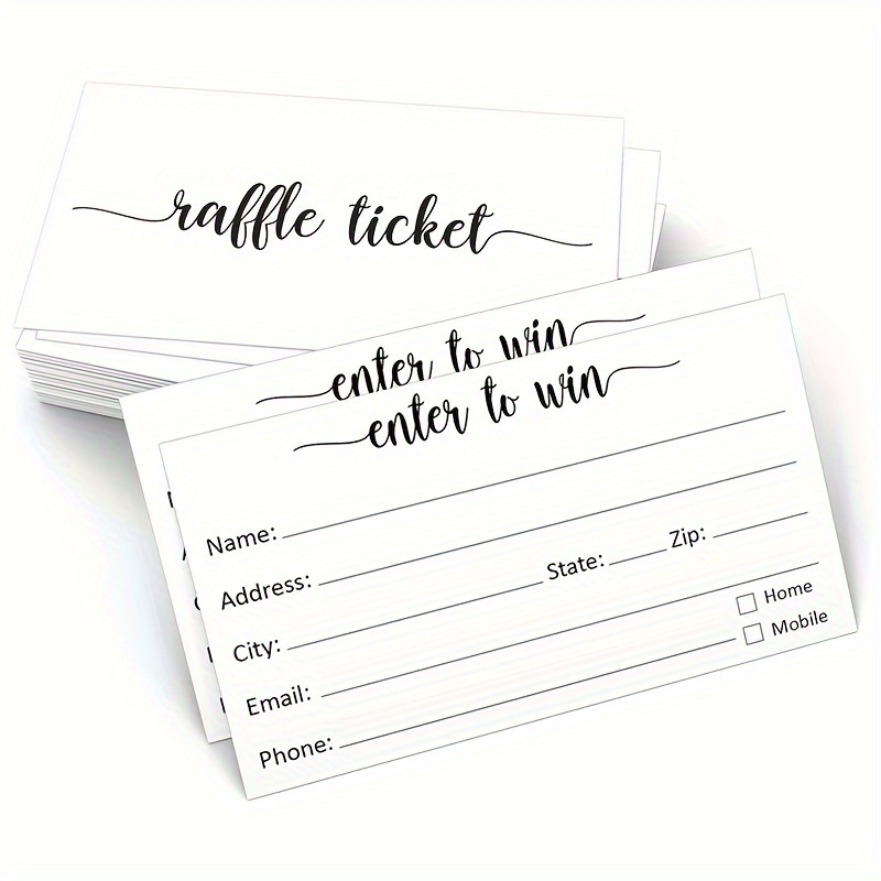 Enter to Win Cards - (Pack of 100) Rose Gold Foil Letterpress 3.5 x 2  Raffle Tickets Contest Entry Card Lucky Draw Blank Member ID 