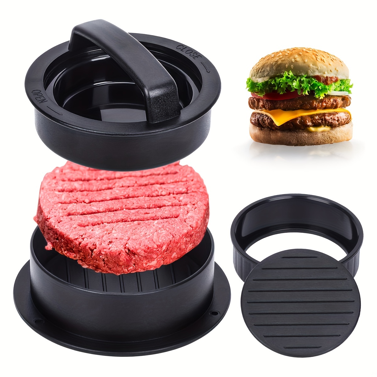 Burger Press 2 Pack, Stainless Steel Hamburger Press, 5.5 Round & Square  Smash Burger Press for Bacon, Steak, Sandwich, Non-Stick Burger Hamburger  Smasher Tool for Flat Top Griddle $18.88, FREE FOR