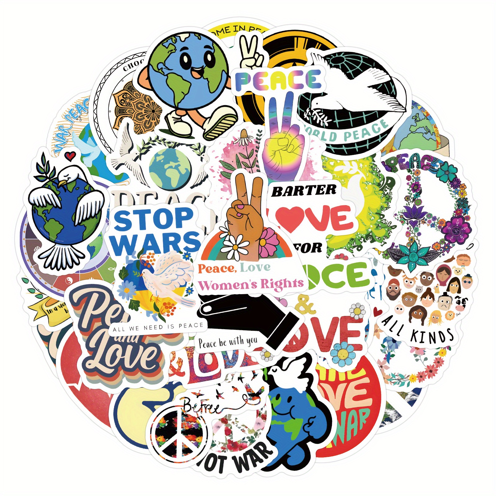 Peace Love Hippie Stickers 8 Patterns Self adhesive Seals - Temu