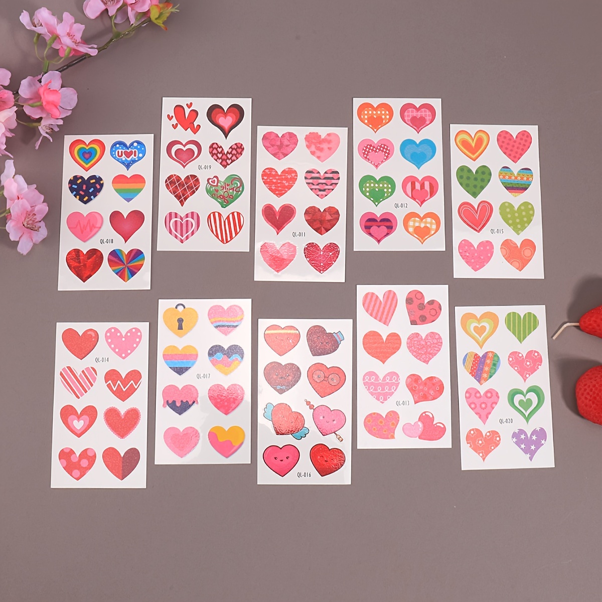 1 Sheet, Valentine's Day Hot-stamped And Outlined Love Heart Transparent  Stickers, Cute Cartoon Student Valentine's