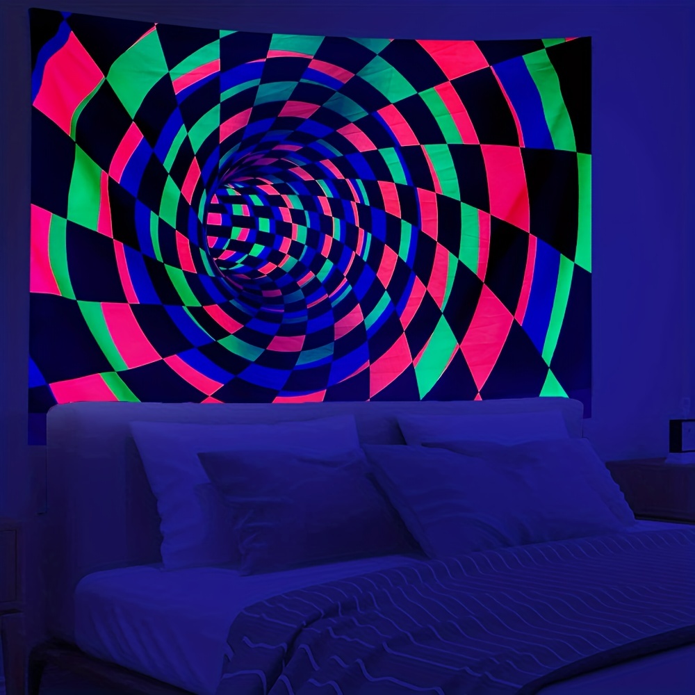 3d Vision Tapestry Black And White Psychedelic Spiral - Temu