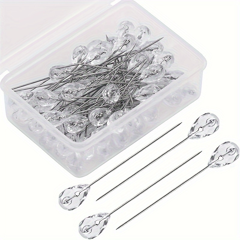 100Pcs/Box Corsage Boutonniere Pins Straight Wedding Bouquet Pins Teardrop  Pearl Head Sewing Pins Hand Craft