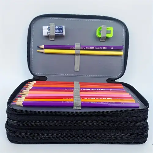 72 Bulk Zipper pencil pouch, assorted colors - at 