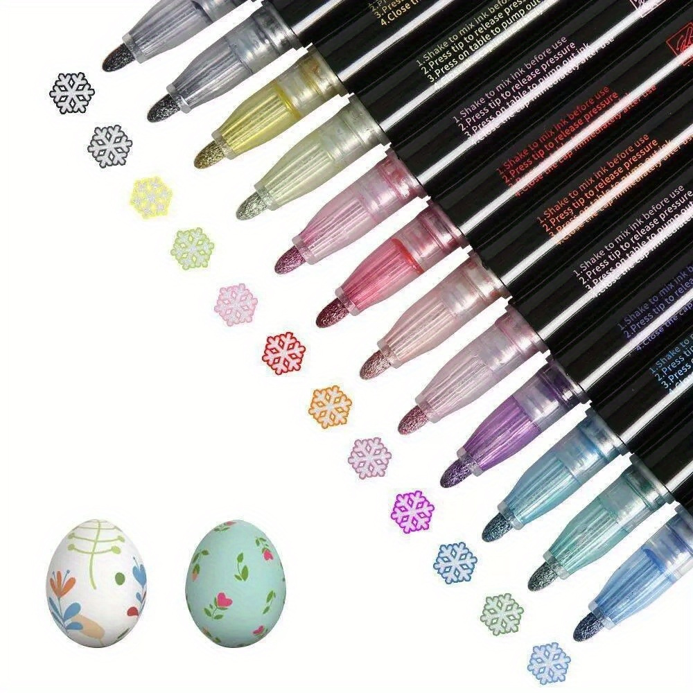 Penne a doppia linea 12 colori Contorno pennarelli metallici Glitter  Contorno penne Scrittura Disegno Pe
