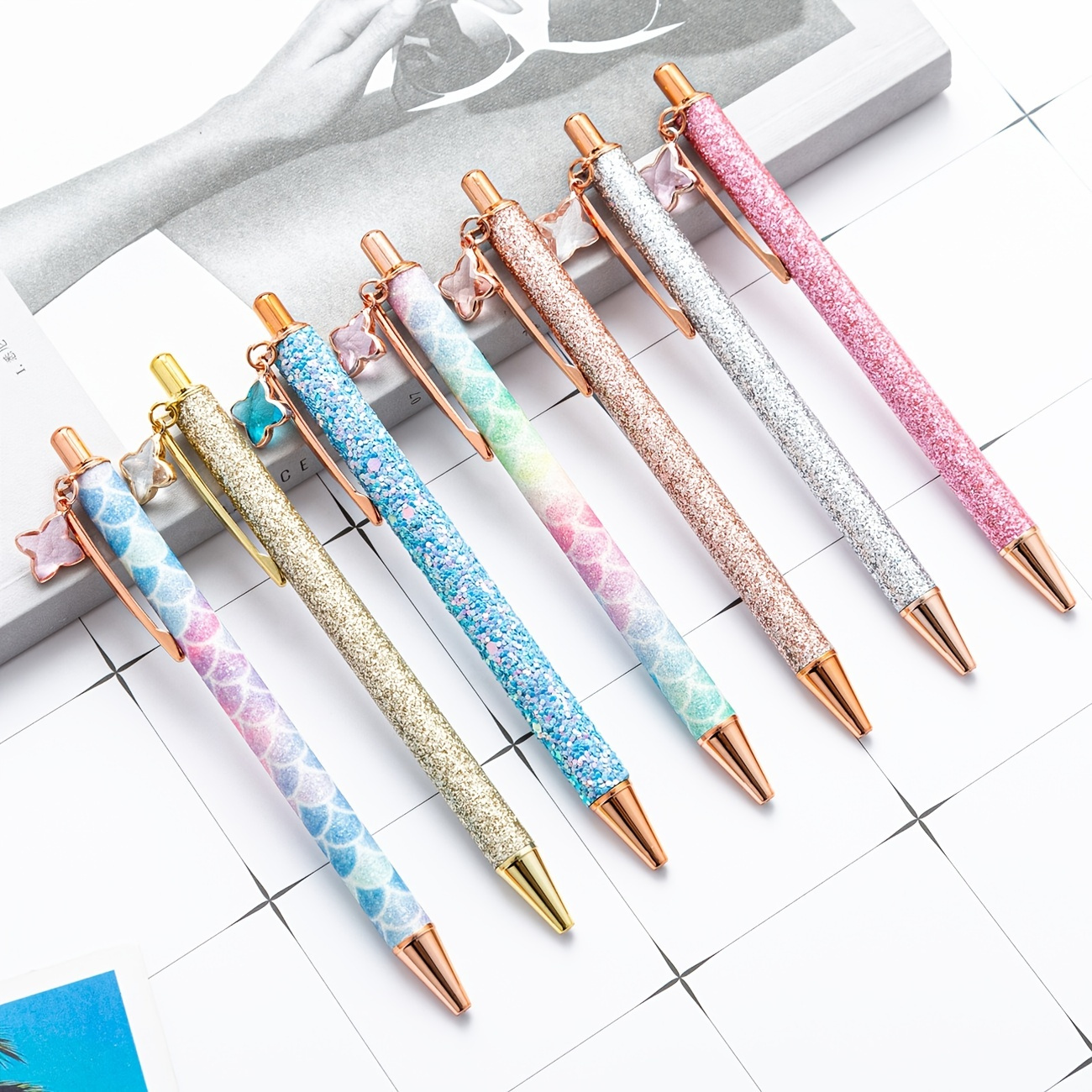 7Pcs Ballpoint Pen Set with Funny Quotes Sparkly Colored Daily Pens Party  Gifts
