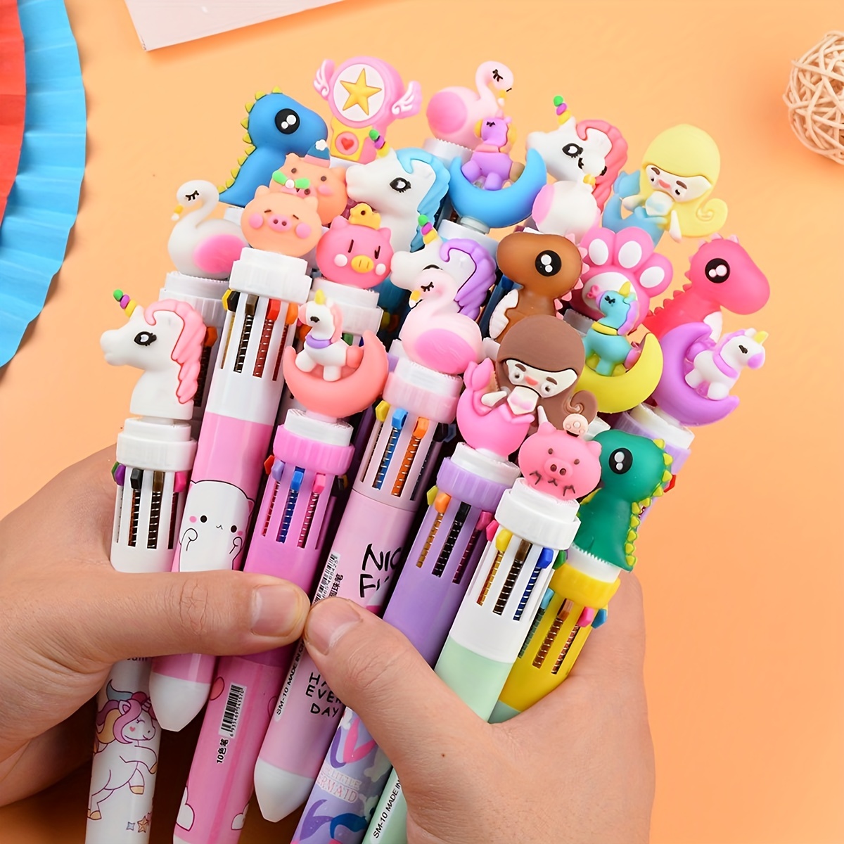 Scrapbook Pens for Paper Click Ballpoint Pens Multi Colo Pens Fine Point 10  Colors Christmas Themed Ballpoint Pens Colorful Retractable Push Ballpoint  Pens Cute Multifunctional Marker Pens Birthday 