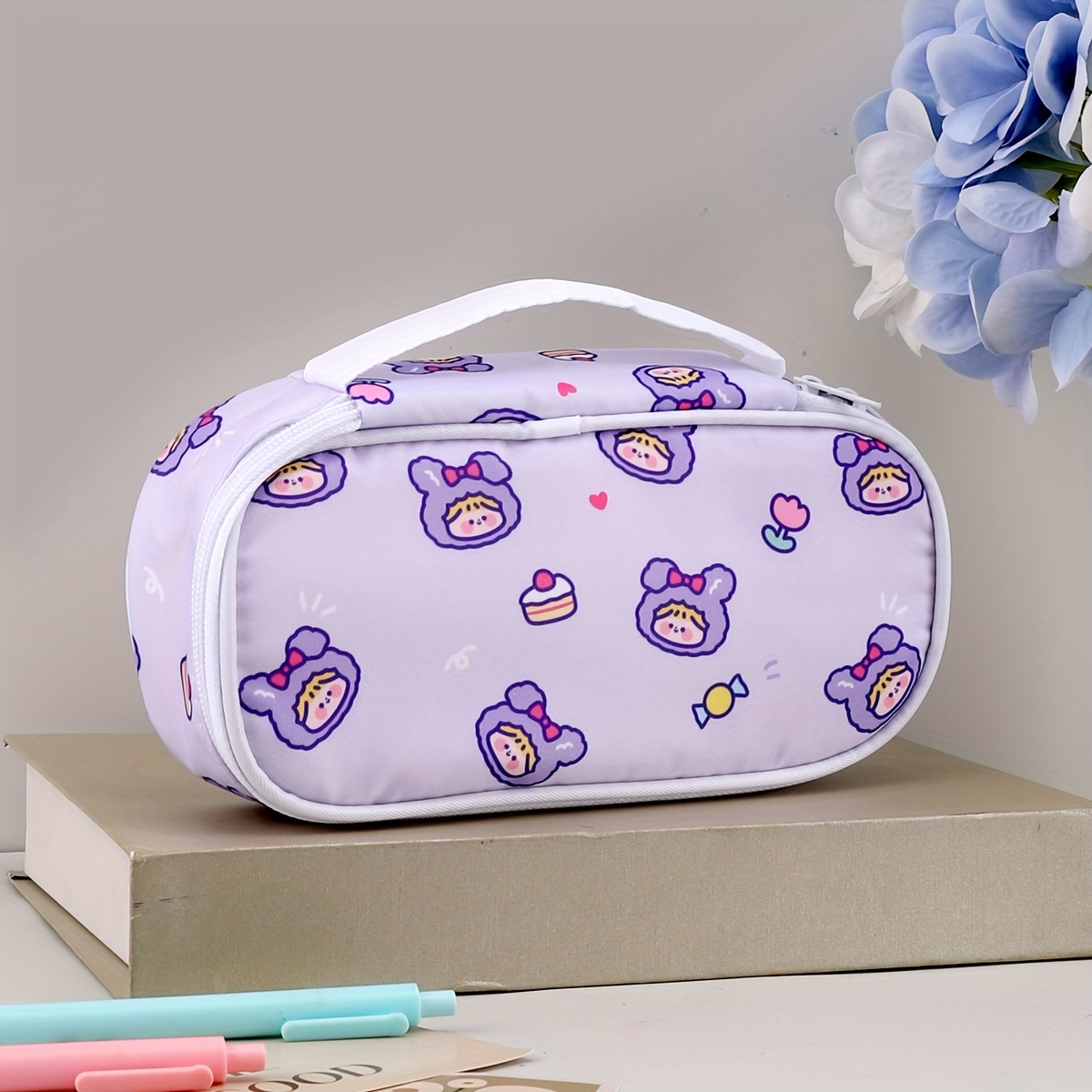 Kawaii Makeup Storage Bag Waterproof Transparent Pencil Case Large