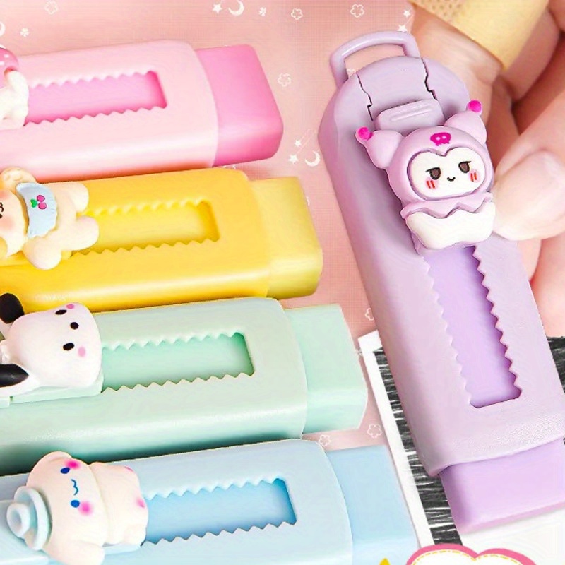 5pcs Sanrio Stationery Kawaii Kuromi Cinnamoroll Cartoon Student School  Supplies Scissors Stapler Tape Sticker Set