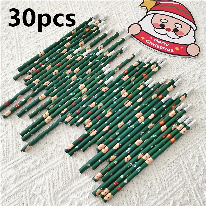 12pcs Christmas Pencil with Eraser Cartoon Stationary Pencils for Kids  Students Random Style