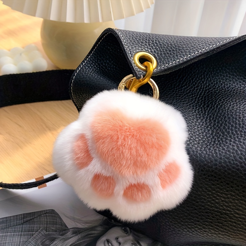 Genuine Mink Fur Keychain Cute Animal Pompom Purse Accessory