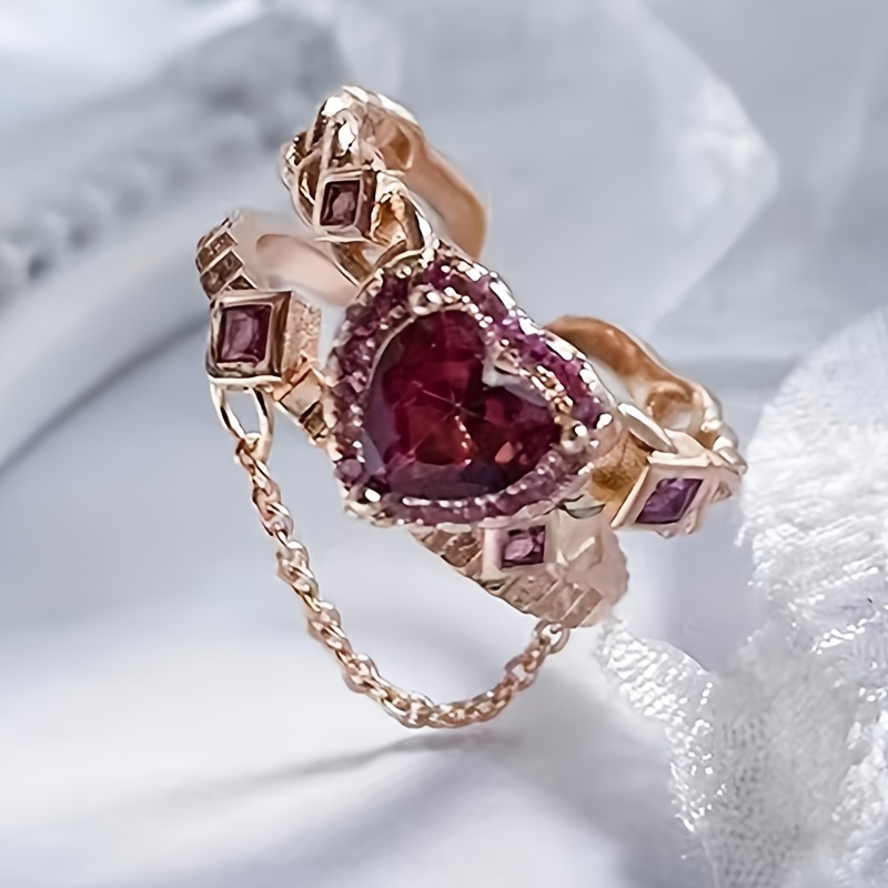 Luxury Red Heart Faux Crystal Waist Chain Full Shiny - Temu Canada
