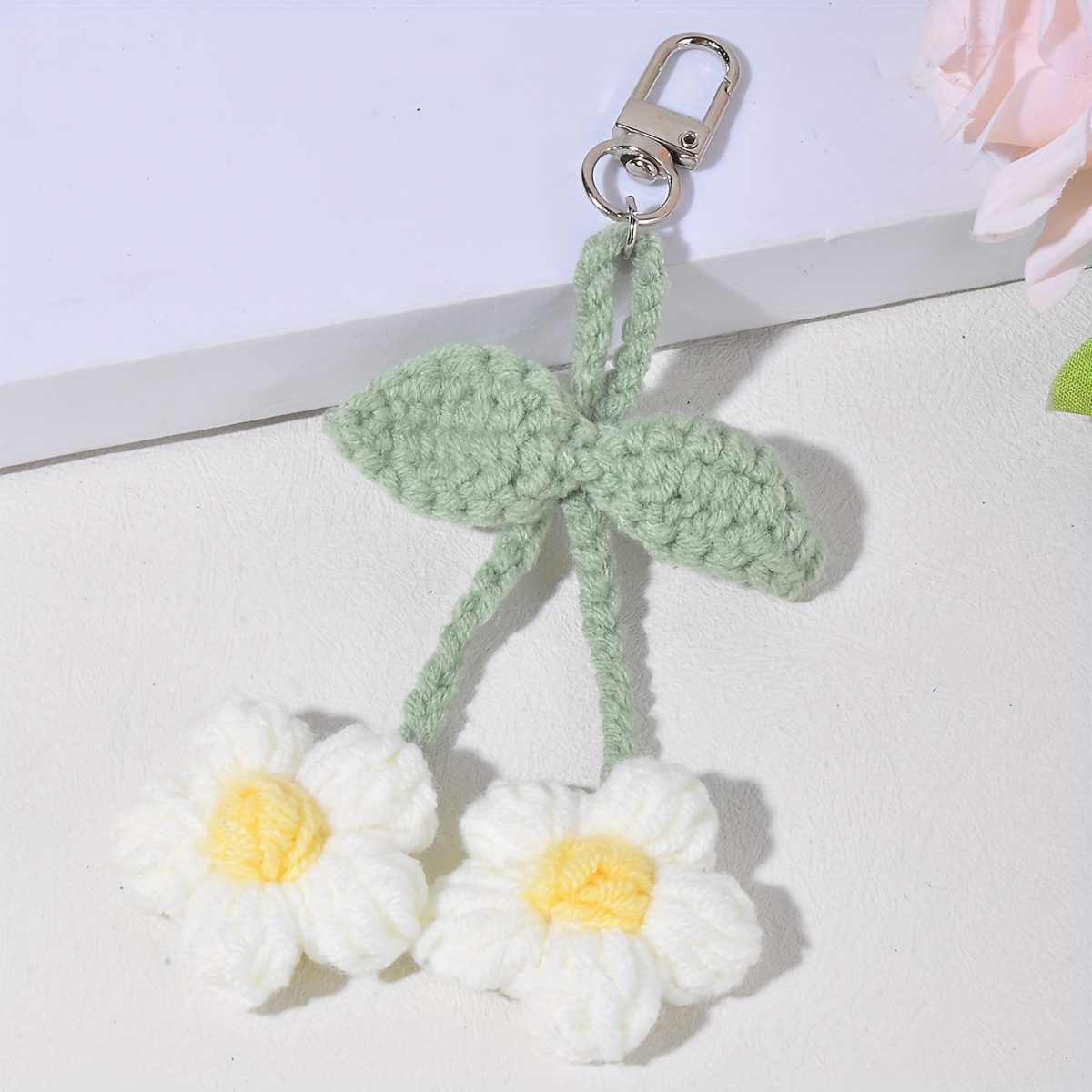 Crochet Flower Keychain - Temu