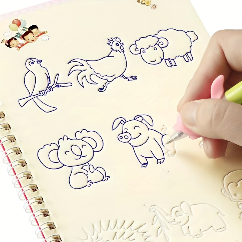 3D Groove Reusable Children's Drawing Magic Books Educational Montessori  Games Curious Child Copybook Tracing Workbook for Kids - AliExpress