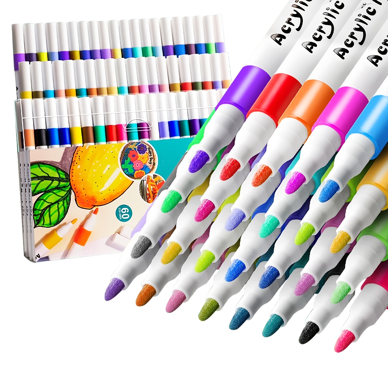 12 24 36 48 60 Colors Double Head Acrylic Pigment Pens For - Temu