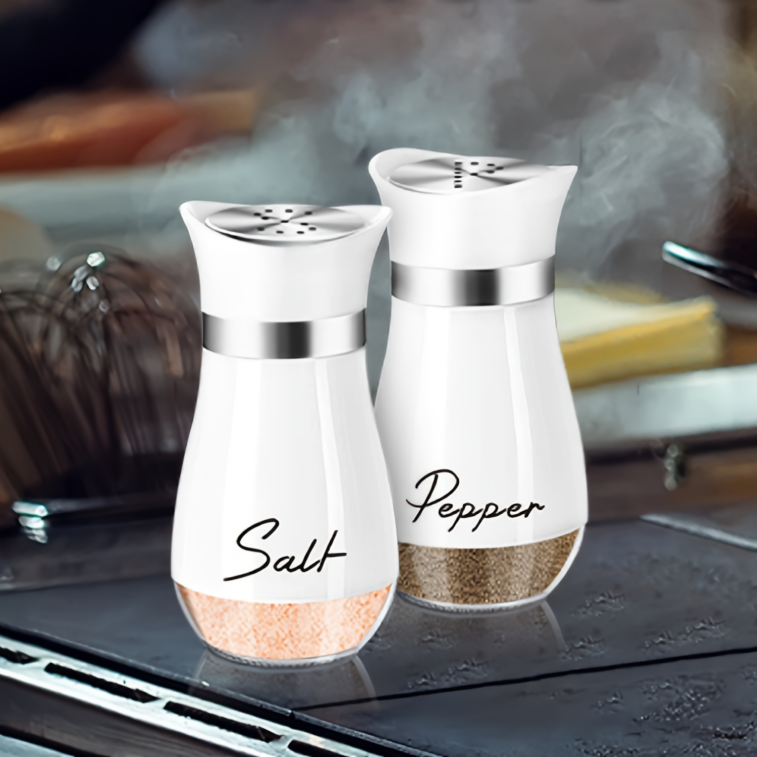 2cps Salt And Pepper Shakers Set Glass Salt Shaker With - Temu