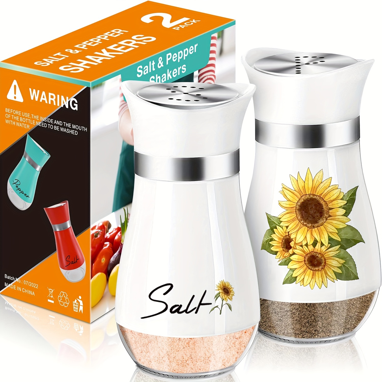 2pcs/set Salt And Pepper Shakers, 4oz Glass Bottom Canisters With Stainless  Steel Tops - Refillable Design For Kitchen Cooking Table, Rvs, Camping, BBQ  - Perfect Gift To Light Up Your Home Or