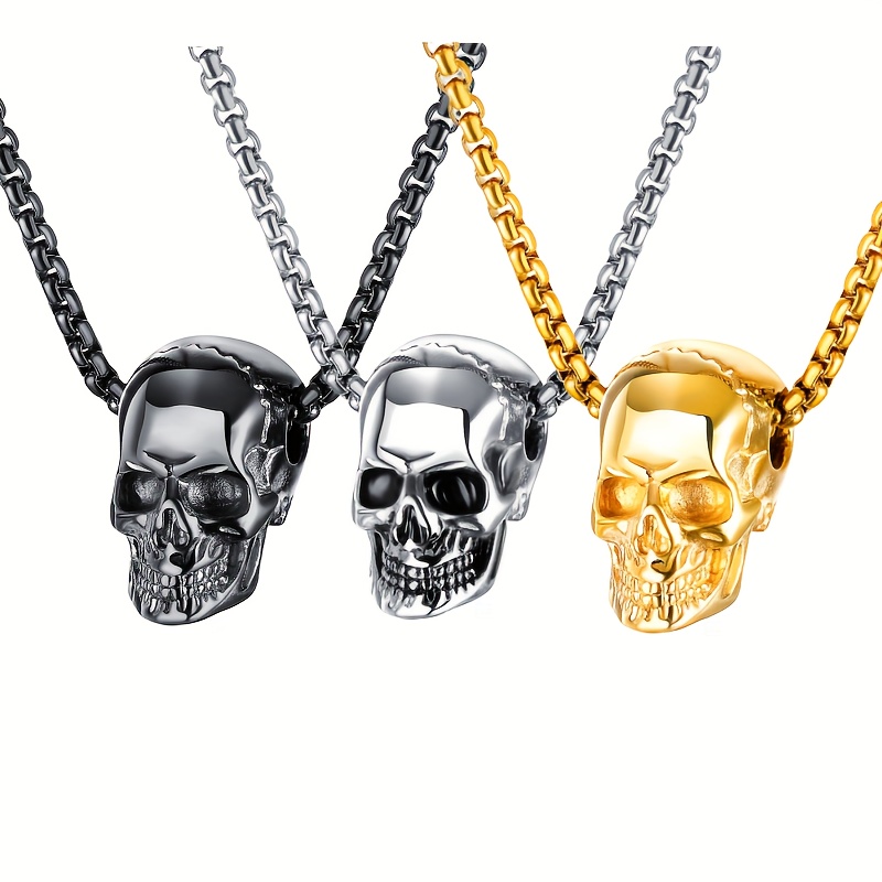 1pc Hip Hop Fashion Skull Pendant, Long Hip Hop Glow in The Dark Evil Light Up Skull Necklace, Trending Party Jewelry, Jewels for Men and Women