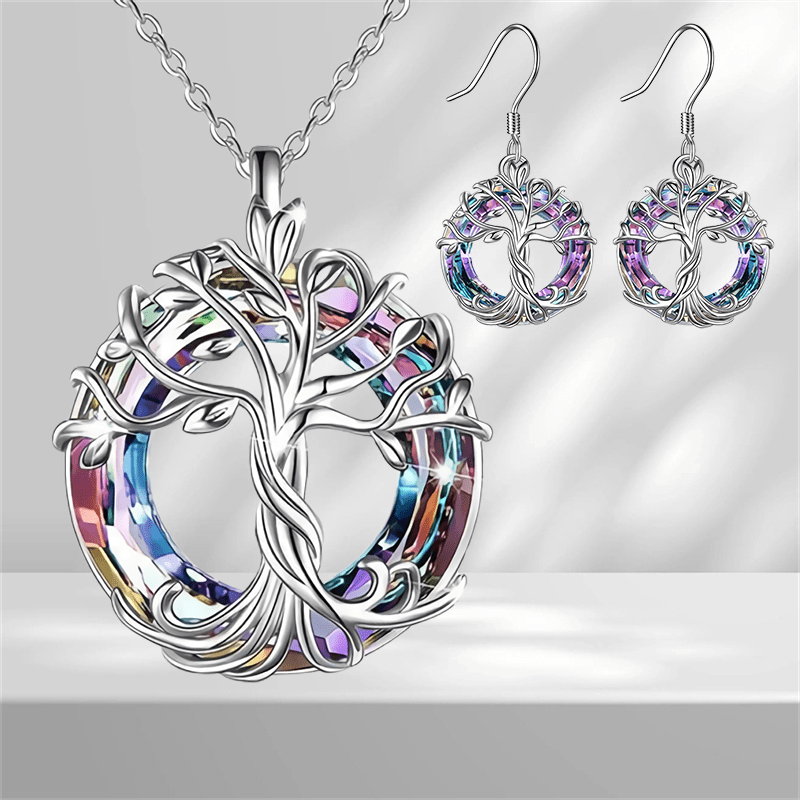 Vintage Style Ladies Jewelry Set Bronze Alloy Round Ring Pendant Earrings &  Necklace Set For Women Girls Daily Decor Ornament