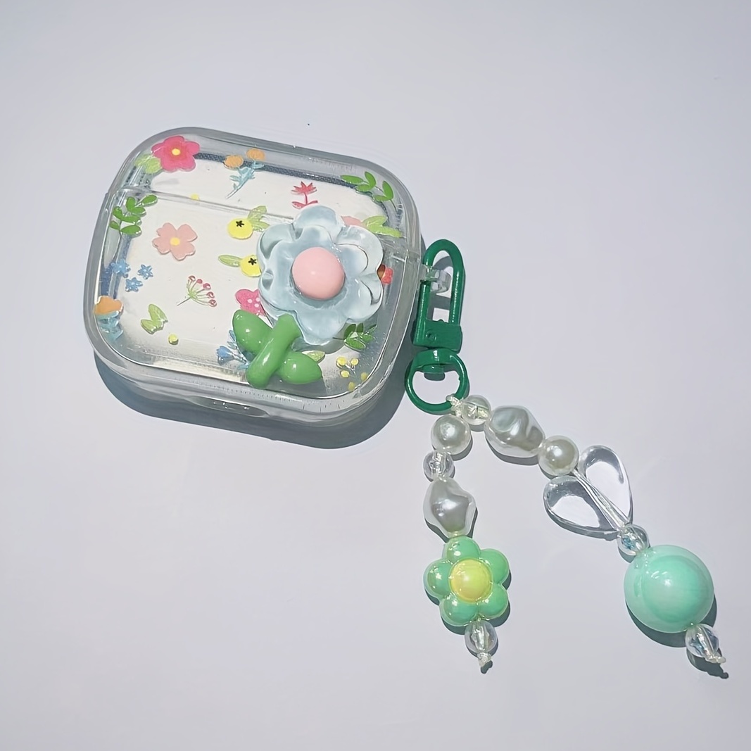 Wave Headphone Case For Airpod 2 3 Case Cute Flower Beads Pendant