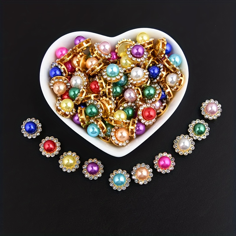 50pcs Multicolor Oval Claw Rhinestones Golden Flat Back Shiny Beads Trim  Sew On Rhinestones For Clothes Decoration