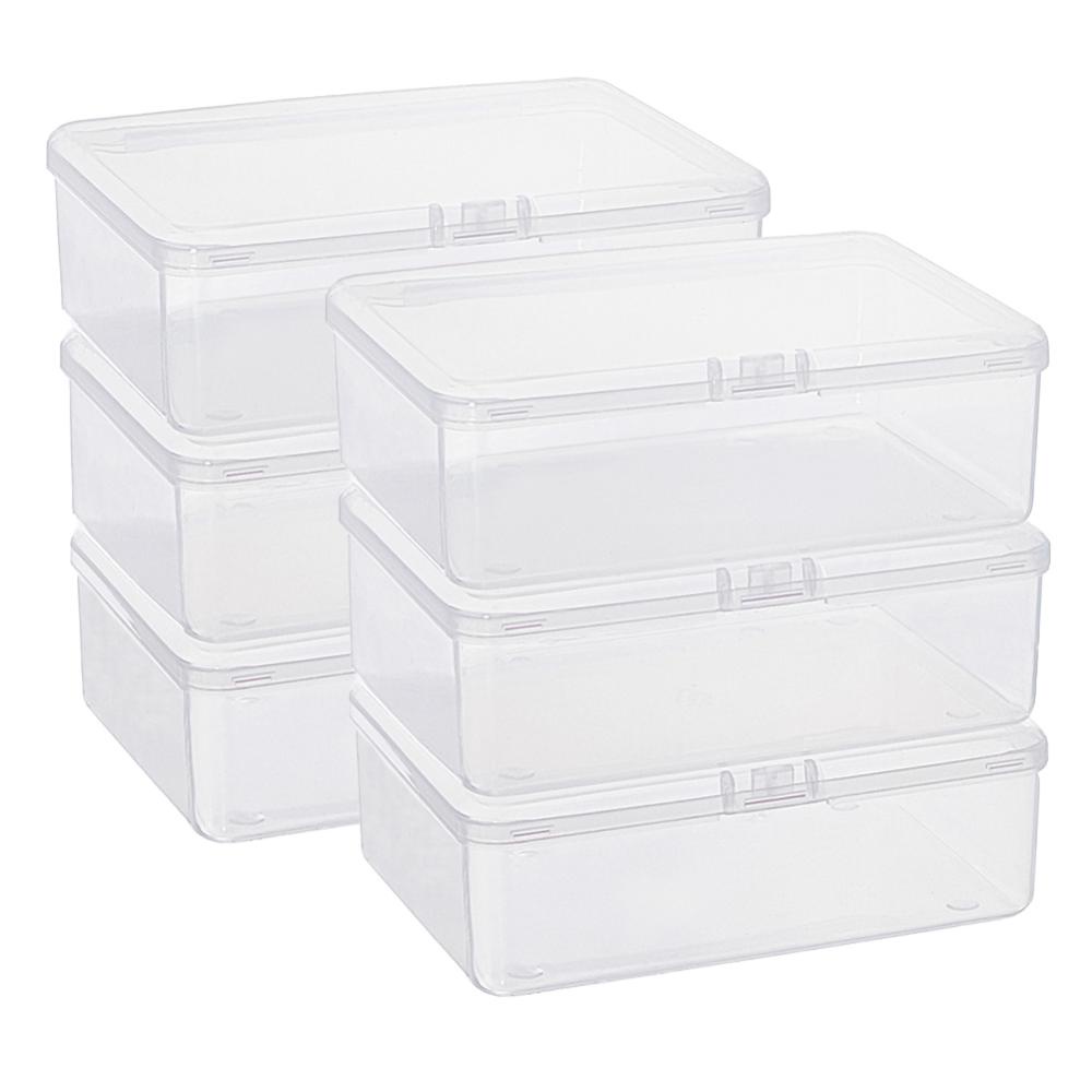 Mini 6 Compartment Round Plastic Storage Box with Snap Closure CLEARANCE