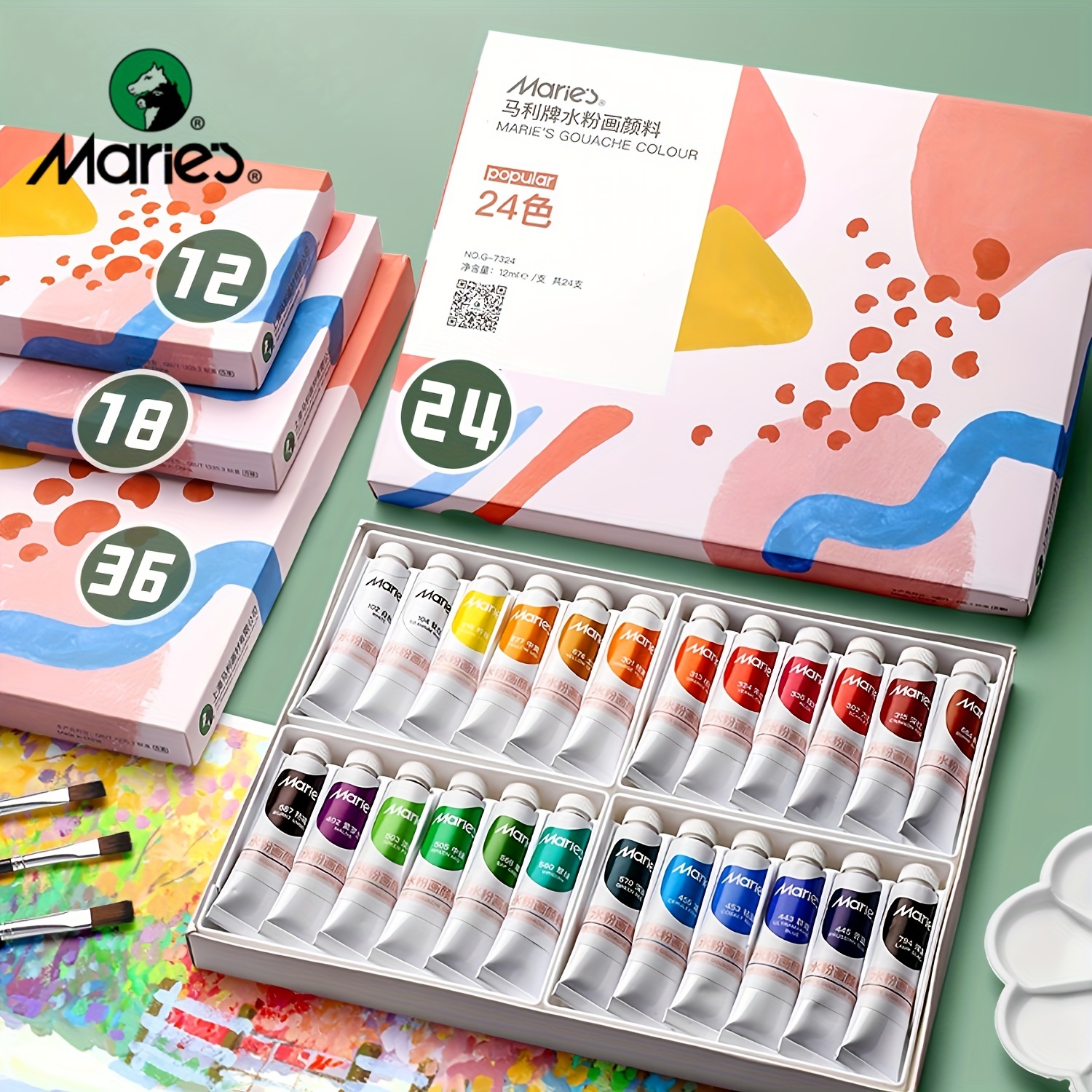 HIMI Gouache Paint Set, Twin Cup 48 Colors x 12ml/0.4oz with 3 Brushes & a  Palette, Non-Toxic, Jelly Guache Paint for Canvas and Watercolor Paper 