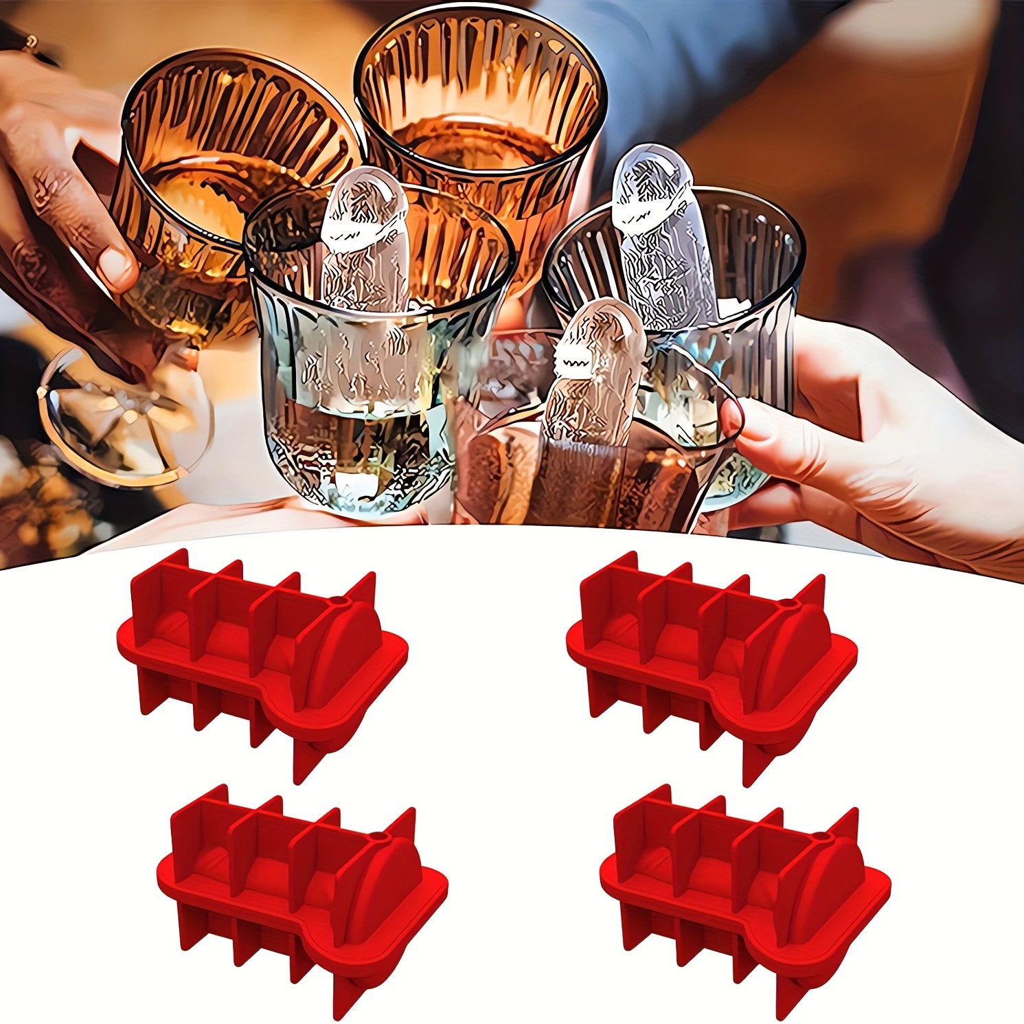 2pcs Adult Prank Ice Cube Mold,silicone Ice Cube Mold Funny Man Genital Shape  Ice Cube For Whiskey Cocktail